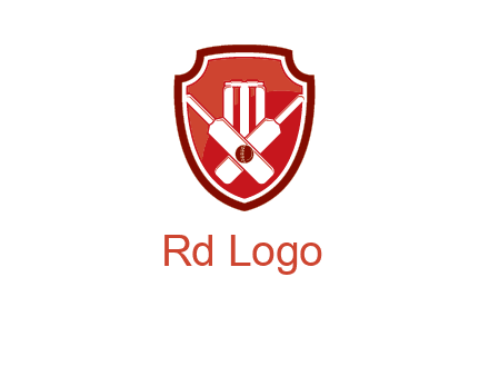 wicket and crossed bats in shield sports logo