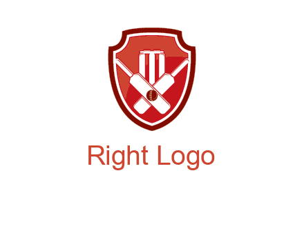wicket and crossed bats in shield sports logo