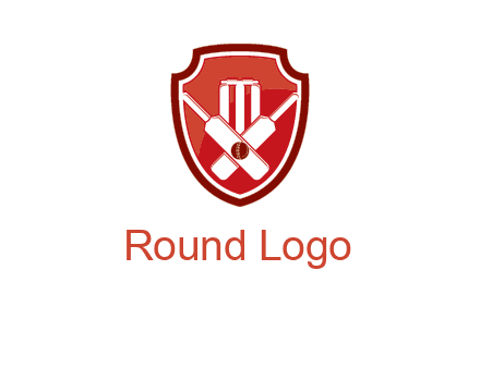 wicket and crossed bats in shield sports logo