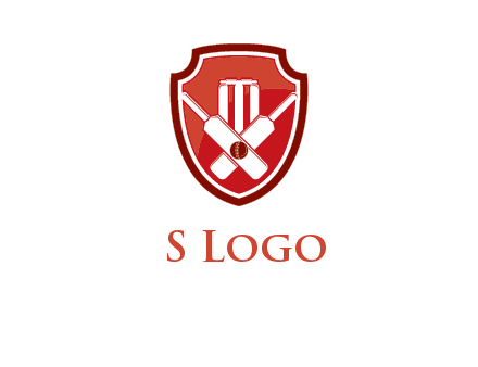 wicket and crossed bats in shield sports logo