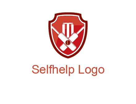 wicket and crossed bats in shield sports logo