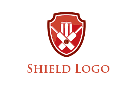 wicket and crossed bats in shield sports logo