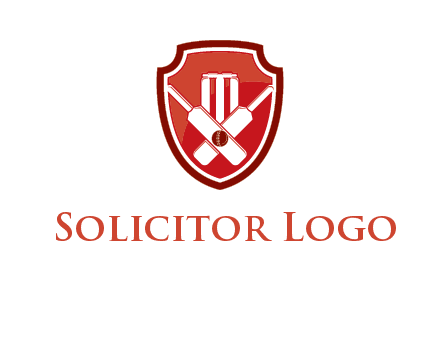 wicket and crossed bats in shield sports logo