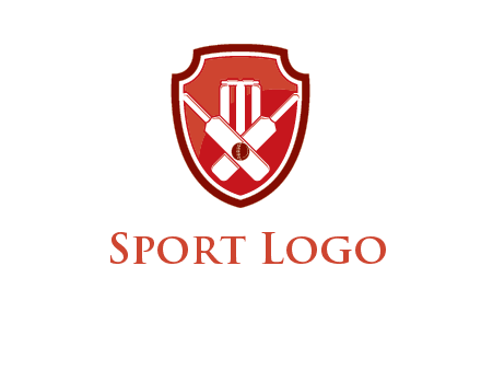 wicket and crossed bats in shield sports logo