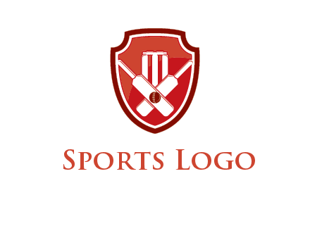 wicket and crossed bats in shield sports logo