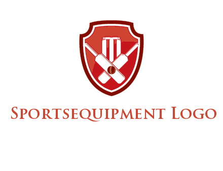 wicket and crossed bats in shield sports logo