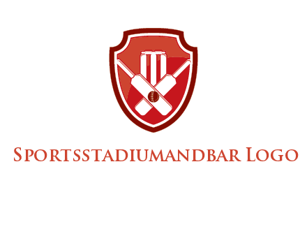 wicket and crossed bats in shield sports logo