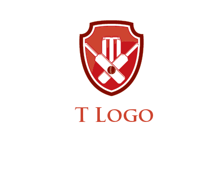 wicket and crossed bats in shield sports logo