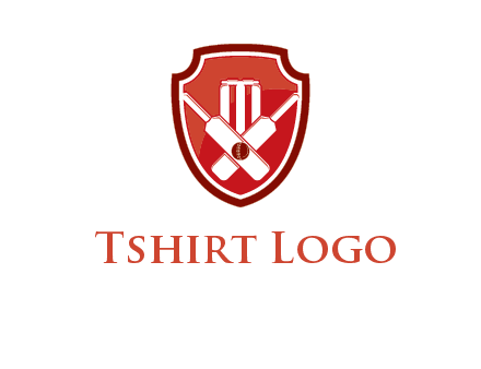 wicket and crossed bats in shield sports logo