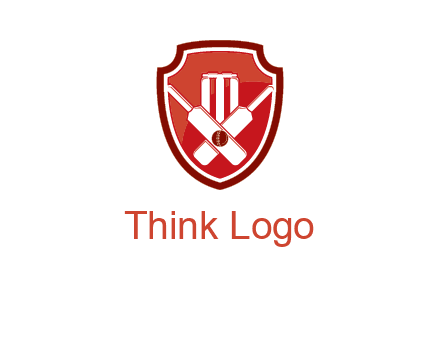 wicket and crossed bats in shield sports logo