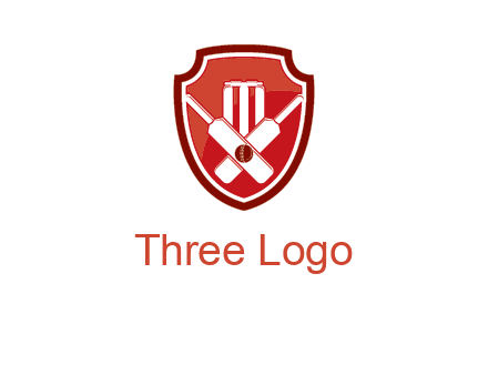 wicket and crossed bats in shield sports logo