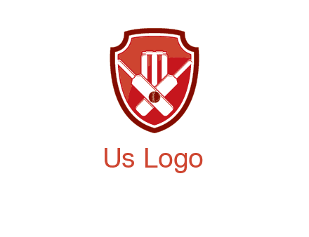 wicket and crossed bats in shield sports logo