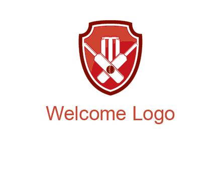 wicket and crossed bats in shield sports logo