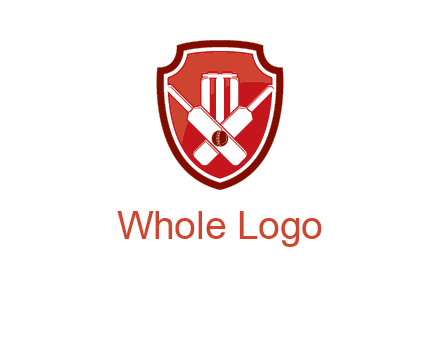 wicket and crossed bats in shield sports logo