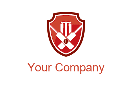 wicket and crossed bats in shield sports logo