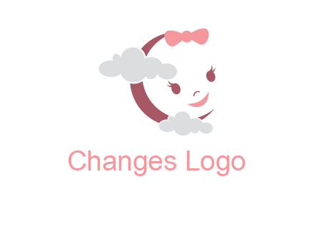 clouds in front of baby face childcare logo