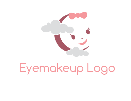 clouds in front of baby face childcare logo