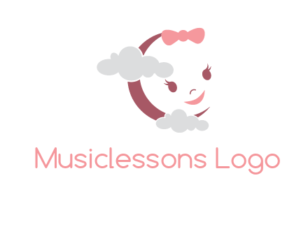 clouds in front of baby face childcare logo