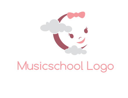 clouds in front of baby face childcare logo