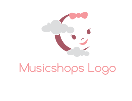 clouds in front of baby face childcare logo
