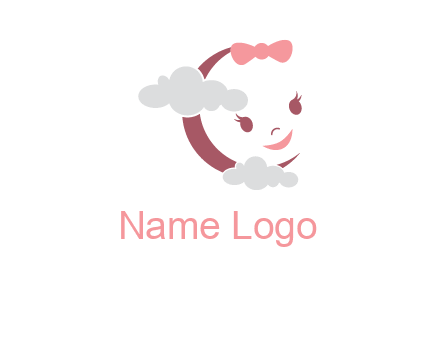 clouds in front of baby face childcare logo