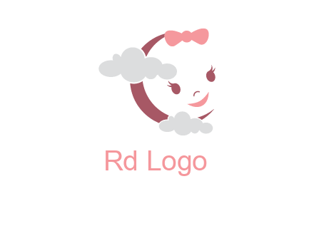 clouds in front of baby face childcare logo