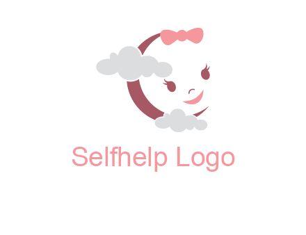 clouds in front of baby face childcare logo