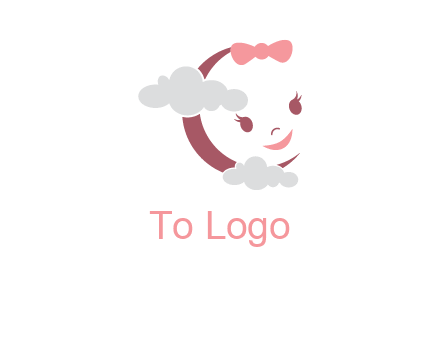 clouds in front of baby face childcare logo