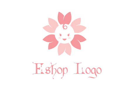 flower with a child face logo