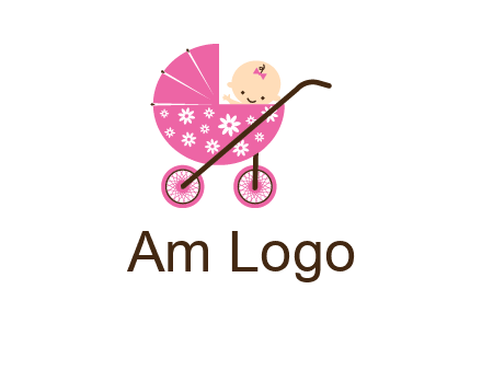 baby in stroller childcare logo
