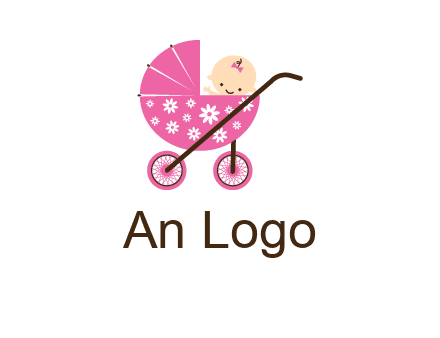 baby in stroller childcare logo