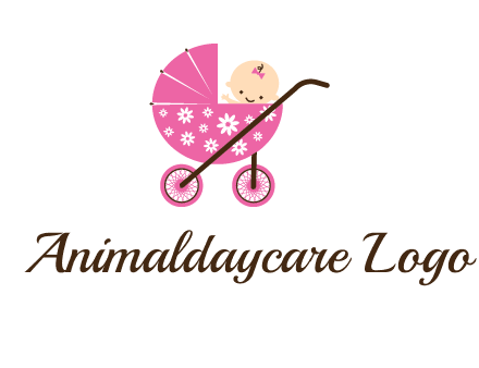 baby in stroller childcare logo