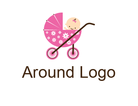 baby in stroller childcare logo