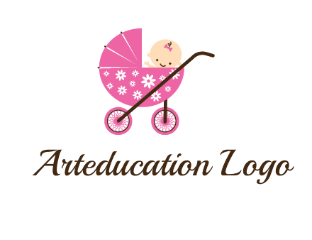 baby in stroller childcare logo