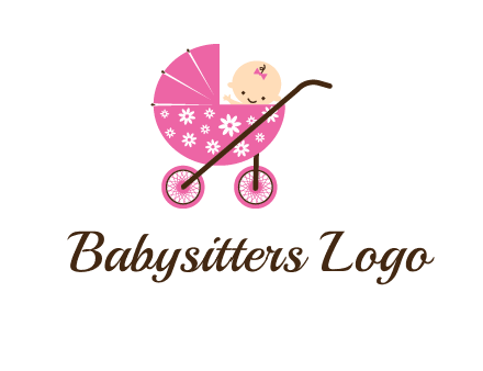 baby in stroller childcare logo