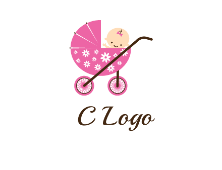 baby in stroller childcare logo