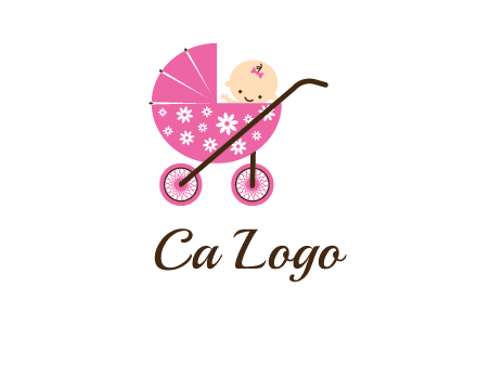 baby in stroller childcare logo