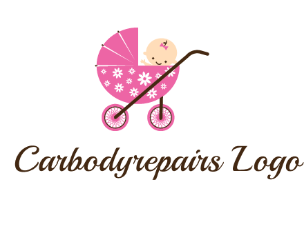 baby in stroller childcare logo