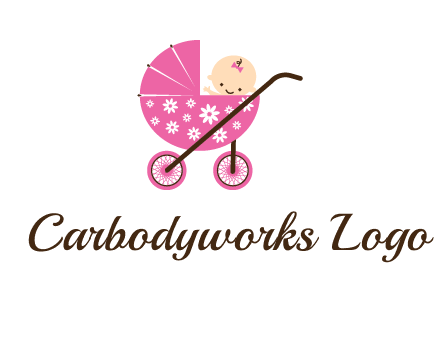 baby in stroller childcare logo