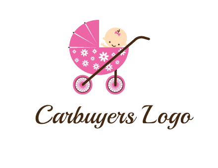 baby in stroller childcare logo