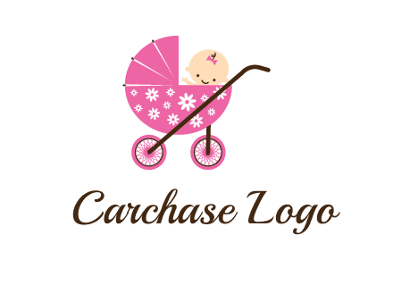 baby in stroller childcare logo