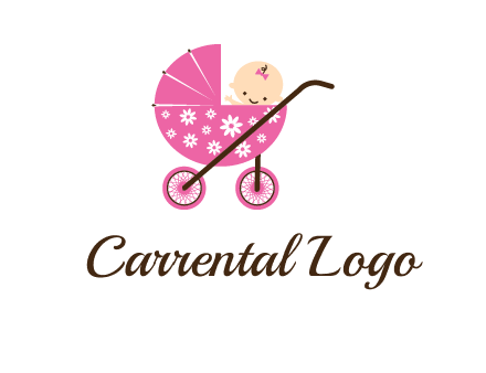 baby in stroller childcare logo