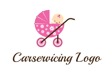 baby in stroller childcare logo