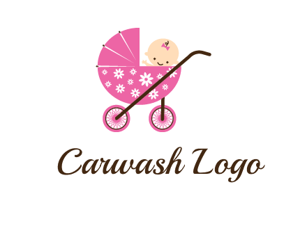 baby in stroller childcare logo