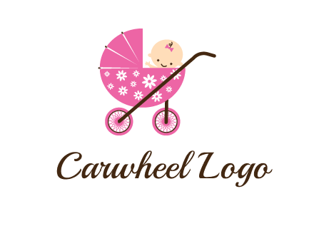 baby in stroller childcare logo
