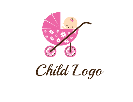 baby in stroller childcare logo