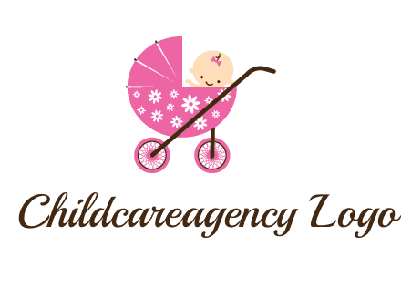 baby in stroller childcare logo