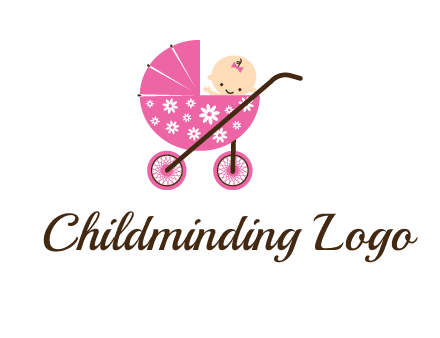 baby in stroller childcare logo