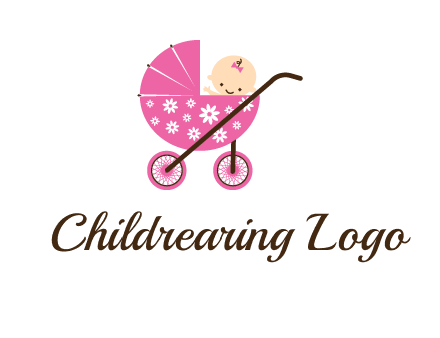 baby in stroller childcare logo