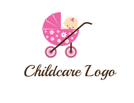baby in stroller childcare logo